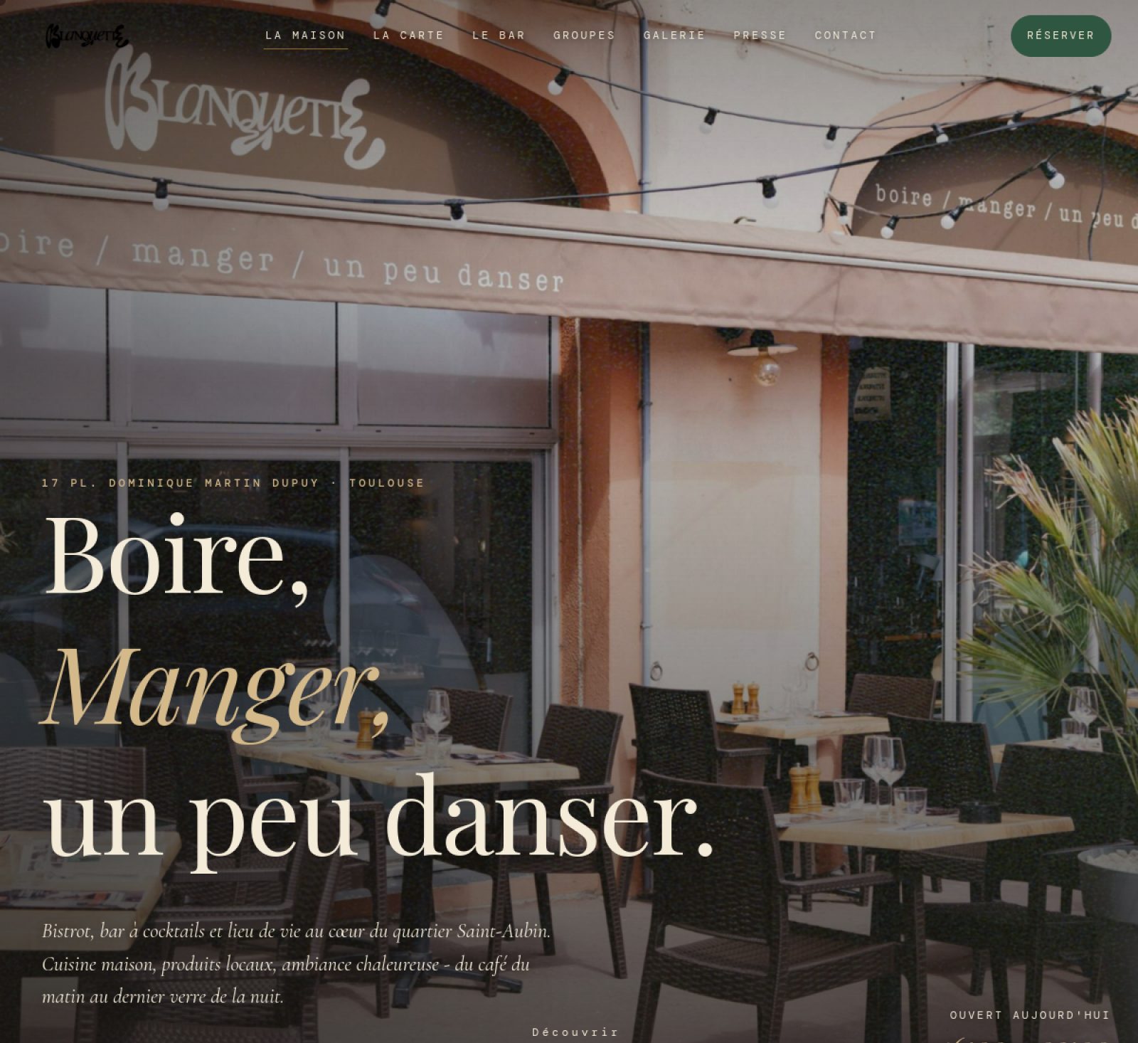 Aperçu du site web Blanquette Restaurant